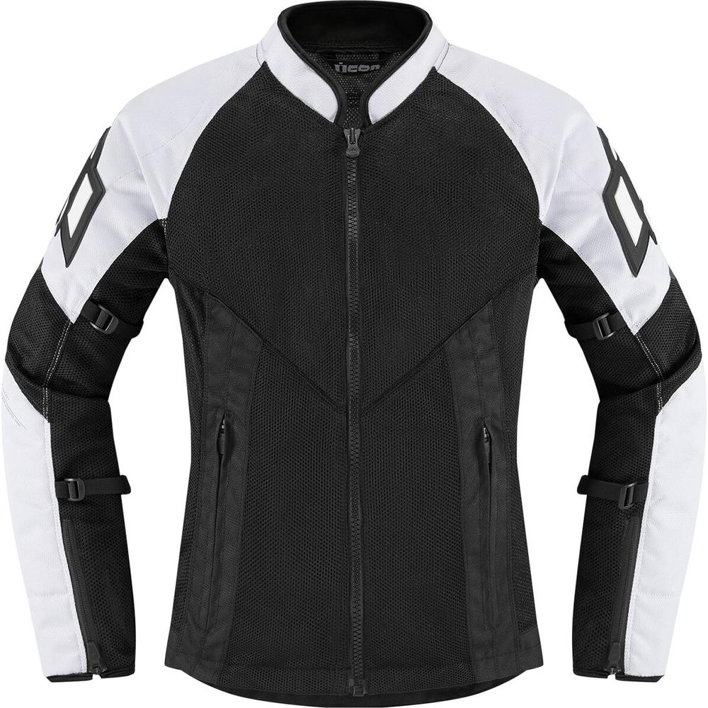 Icon Mesh AF Ladies CE Textile Jacket Black / White FREE 1 YEAR Returns, FREE UK Delivery | ThrottleChimp