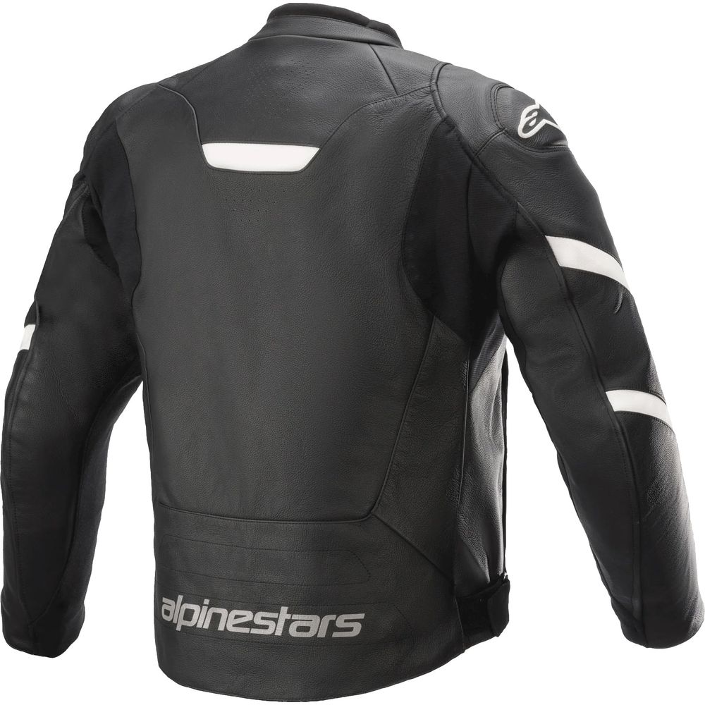 Alpinestars Faster V2 Leather Jacket Black / White FREE 1 YEAR Returns, FREE UK Delivery | ThrottleChimp