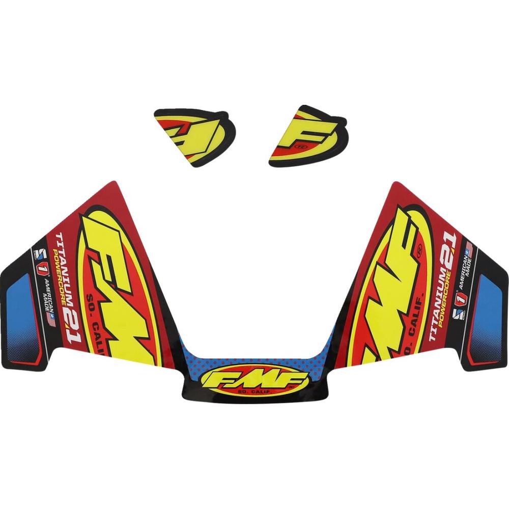FMF Powercore 2.1 Exhaust Replacement Decal Blue / Red / Yellow FREE 1 YEAR Returns, FREE UK Delivery | ThrottleChimp