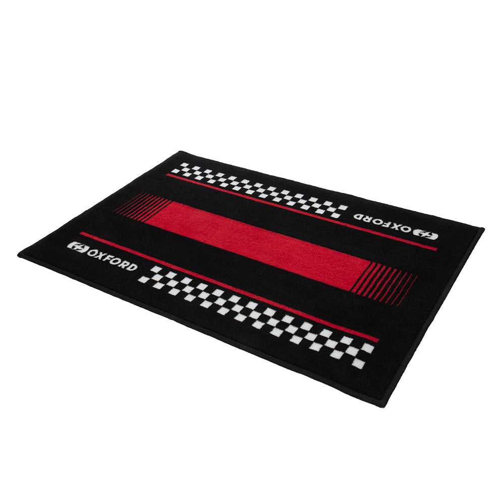 Oxford Garage Door Mat Pitlane Red / Black - 90 x 60cm FREE 1 YEAR Returns, FREE UK Delivery | ThrottleChimp