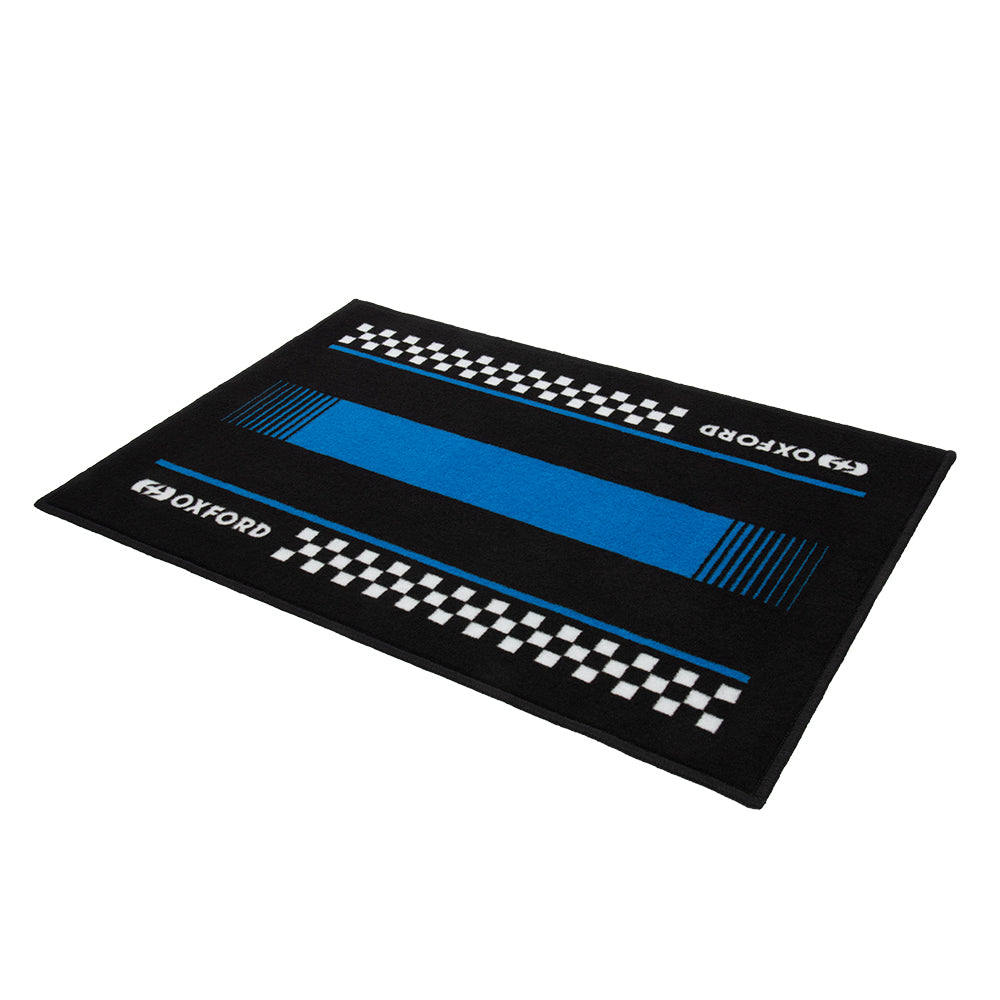 Oxford Garage Door Mat Pitlane Suzi Blue / Black - 90 x 60cm FREE 1 YEAR Returns, FREE UK Delivery | ThrottleChimp