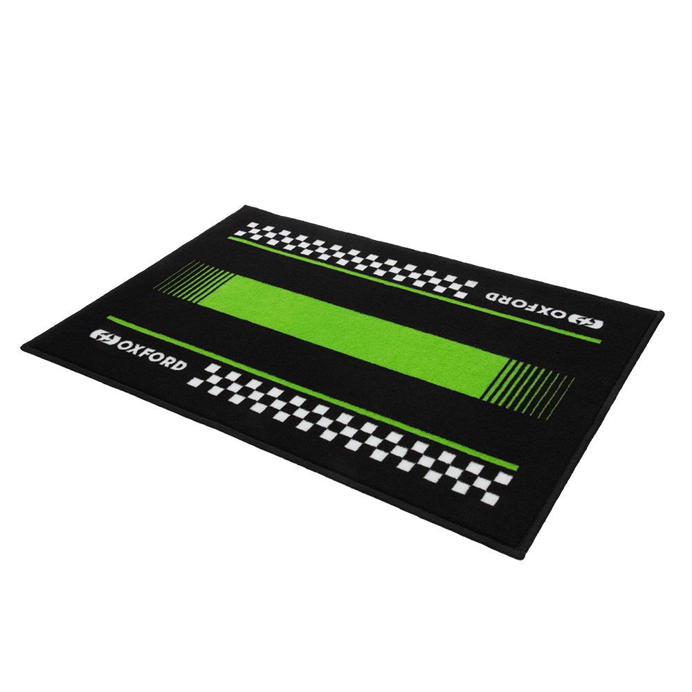 Oxford Garage Door Mat Pitlane Green / Black - 90 x 60cm FREE 1 YEAR Returns, FREE UK Delivery | ThrottleChimp