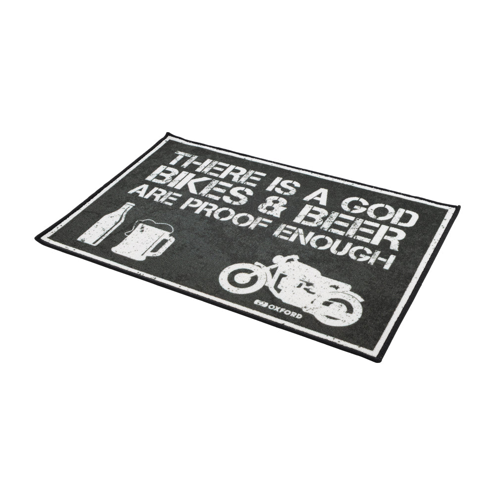 Oxford Garage Door Mat Black / White With There Is A God Logo - 90 x 60cm FREE 1 YEAR Returns, FREE UK Delivery | ThrottleChimp