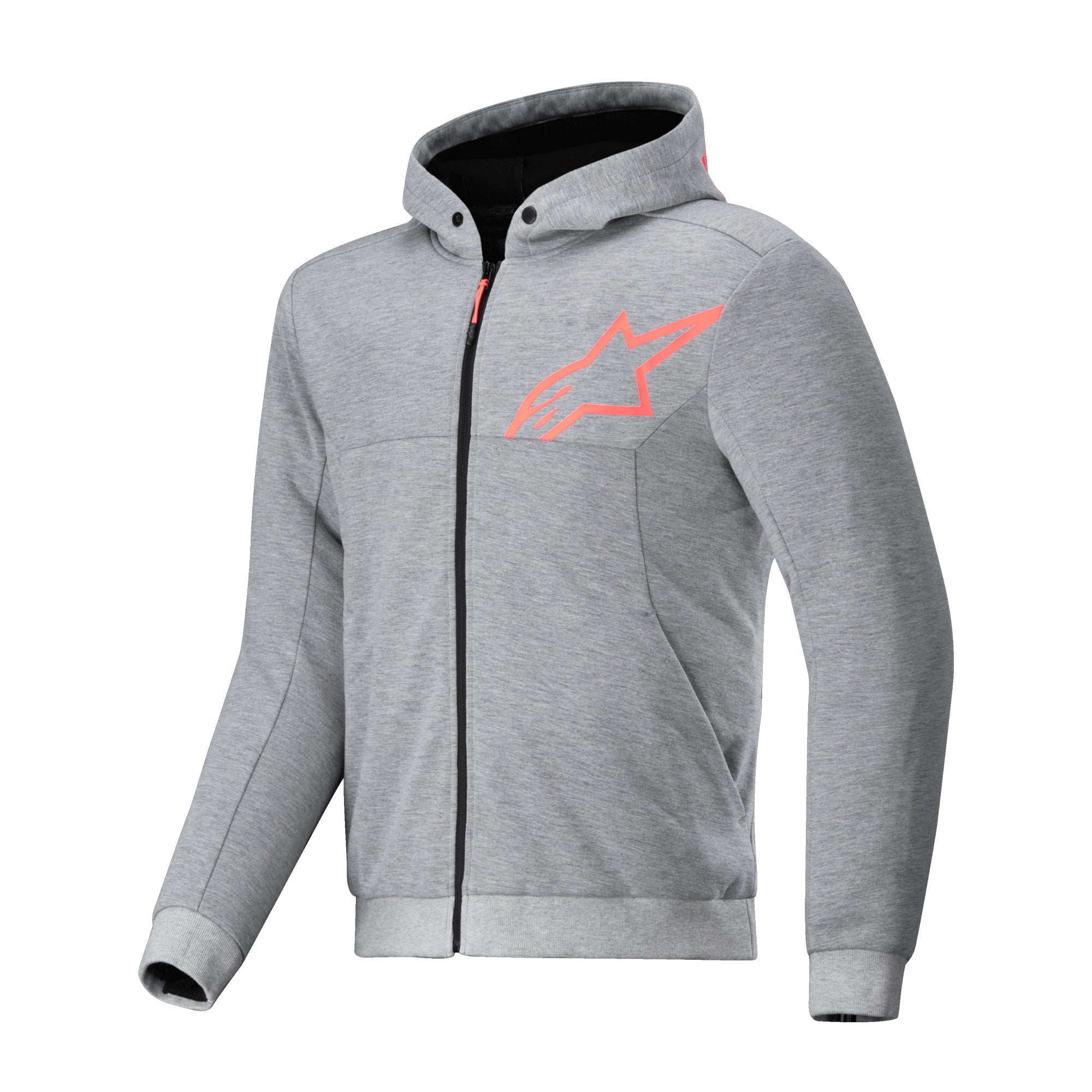 Alpinestars Chrome V2 Sport Hoodie Grey Heather / Fluo Red FREE 1 YEAR Returns, FREE UK Delivery | ThrottleChimp