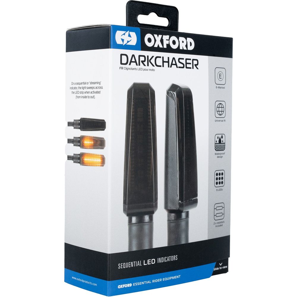 Oxford Darkchaser Front / Rear Sequential Indicators Matt Black With 2 Resistors FREE 1 YEAR Returns, FREE UK Delivery | ThrottleChimp