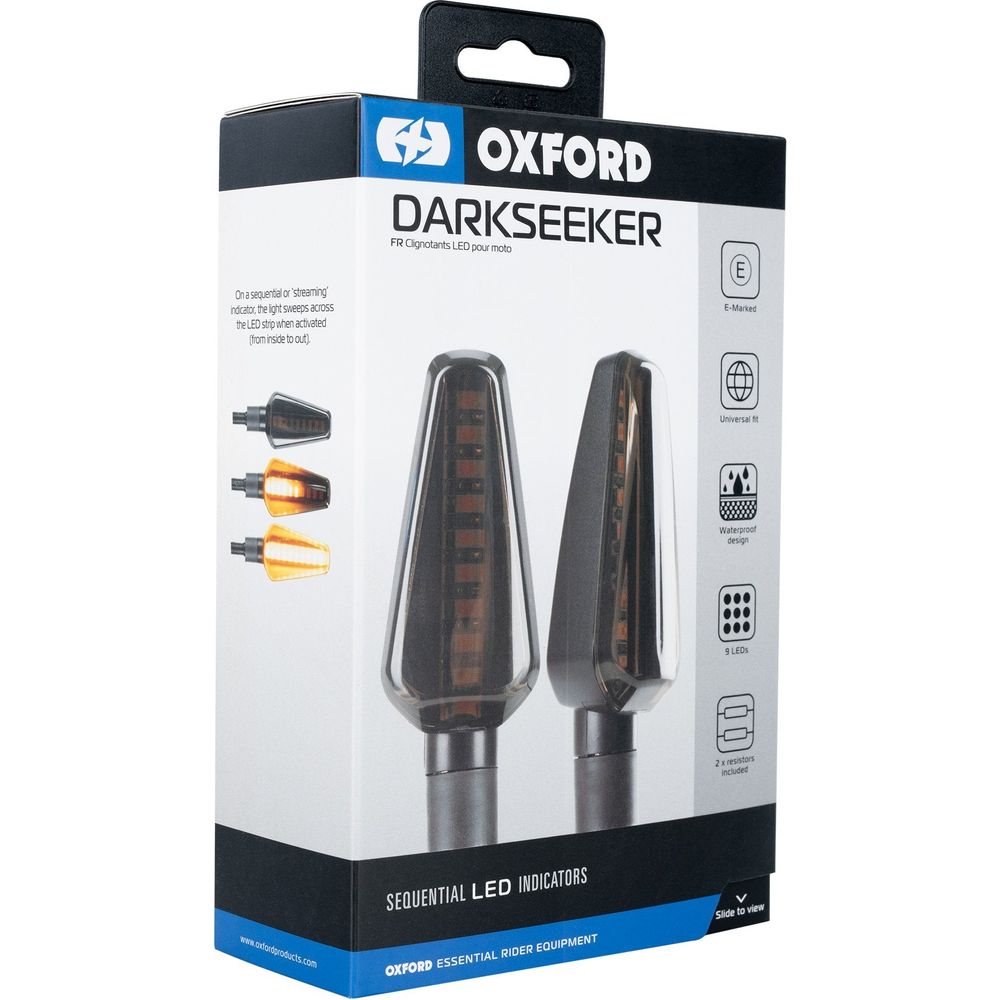 Oxford Darkseeker Front / Rear Sequential Indicators Matt Black With 2 Resistors FREE 1 YEAR Returns, FREE UK Delivery | ThrottleChimp
