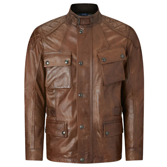 Belstaff Turner Hand Waxed Leather Jacket Burnt Cuero