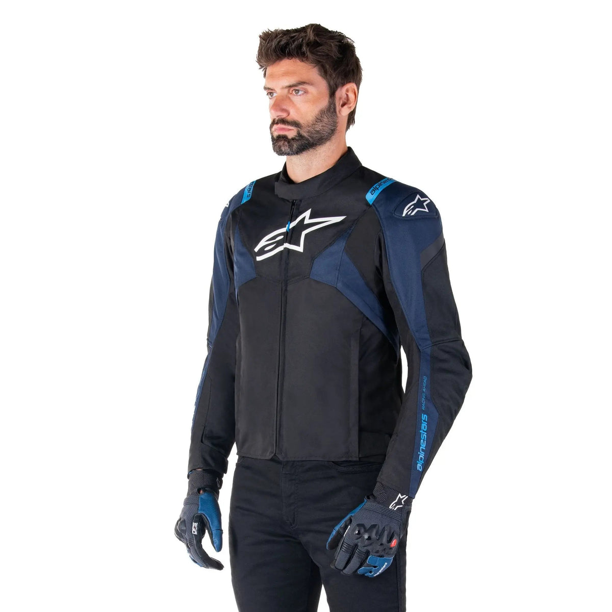Alpinestars T-Jaws V4 Waterproof Textile Jacket Black / Dark Blue / Blithe Blue