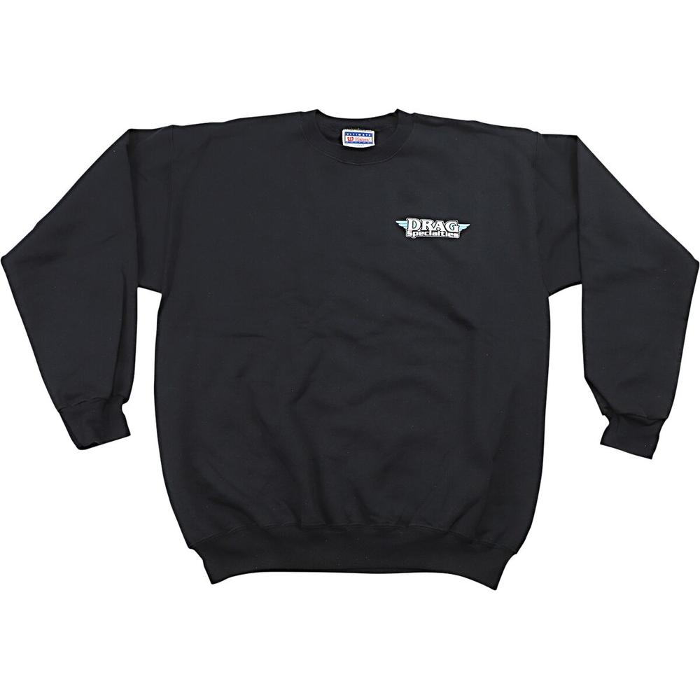 Drag Specialties Crewneck Cotton Sweatshirt Black FREE 1 YEAR Returns, FREE UK Delivery | ThrottleChimp
