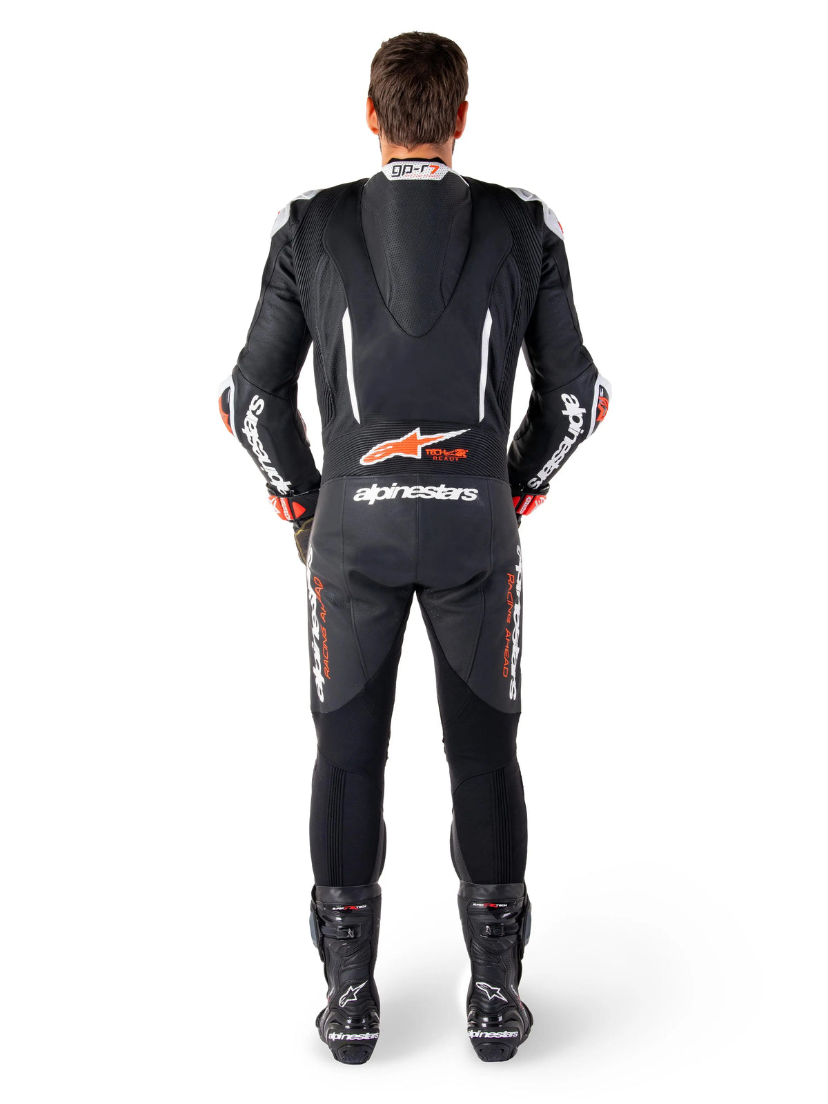 Alpinestars GP-R7 One Piece Leather Suit Black / White / Fluo Red