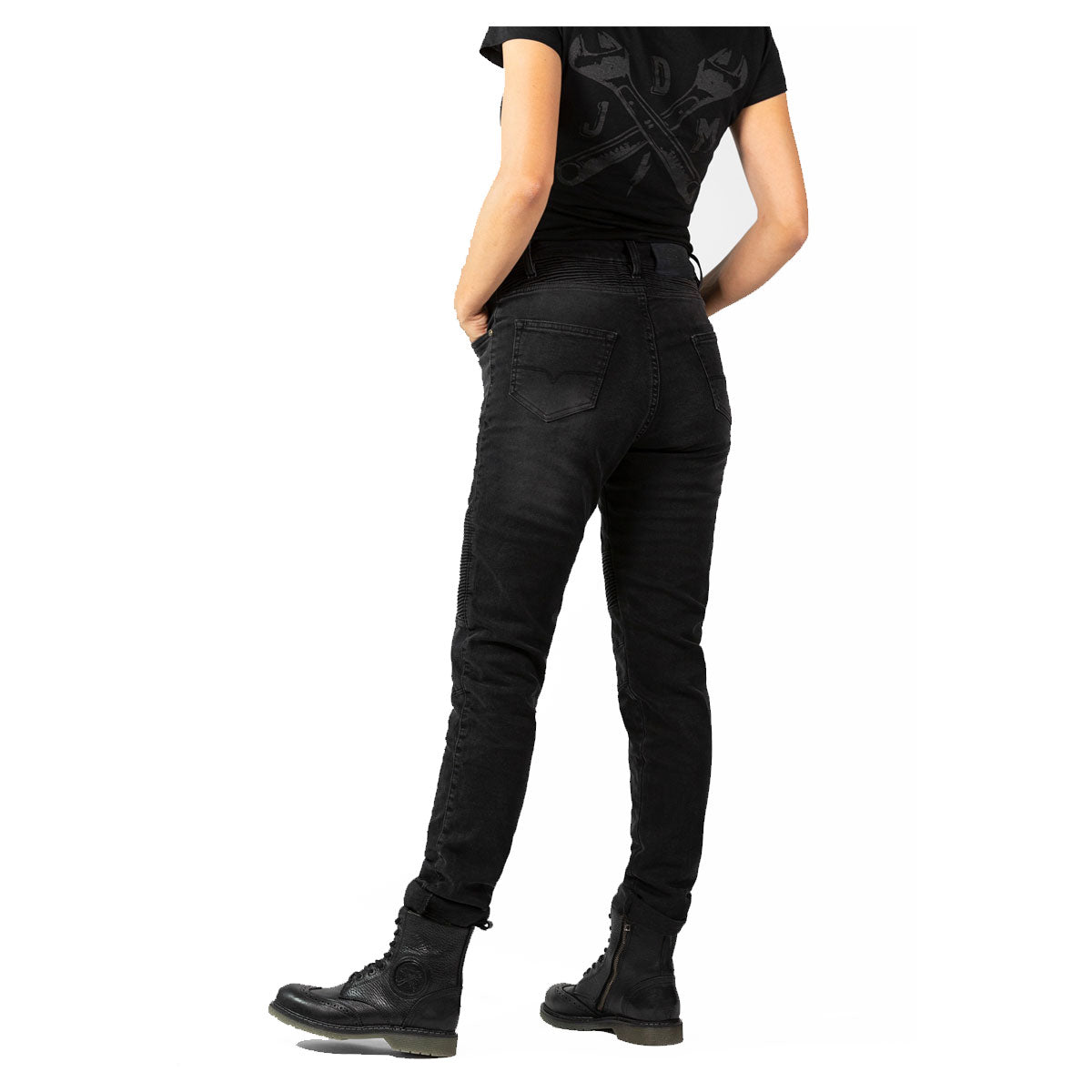 John Doe Betty Biker Ladies Riding Denim Jeans With XTM Fiber Used Black
