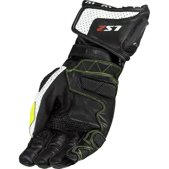 LS2 Swift Racing Leather Gloves Black / Neon Yellow
