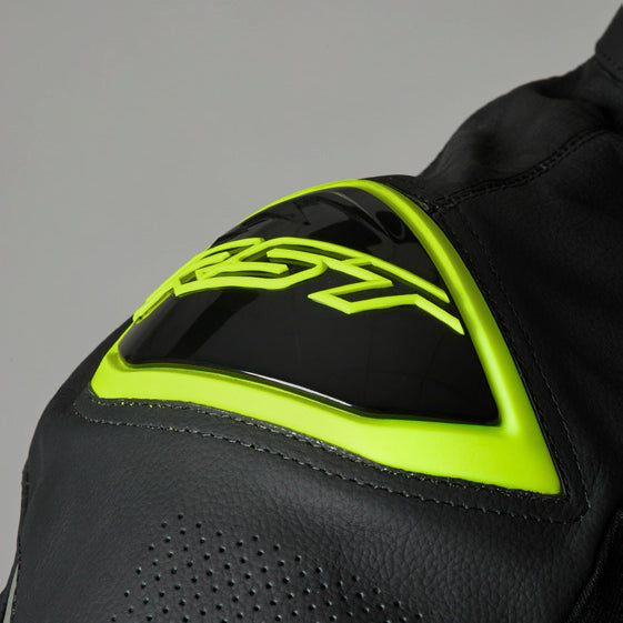 RST S1 CE Leather Jacket Black / Grey / Fluo Yellow
