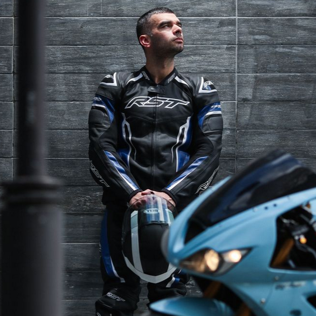 RST Tractech Evo 5 CE Leather Jacket Blue / Black / White