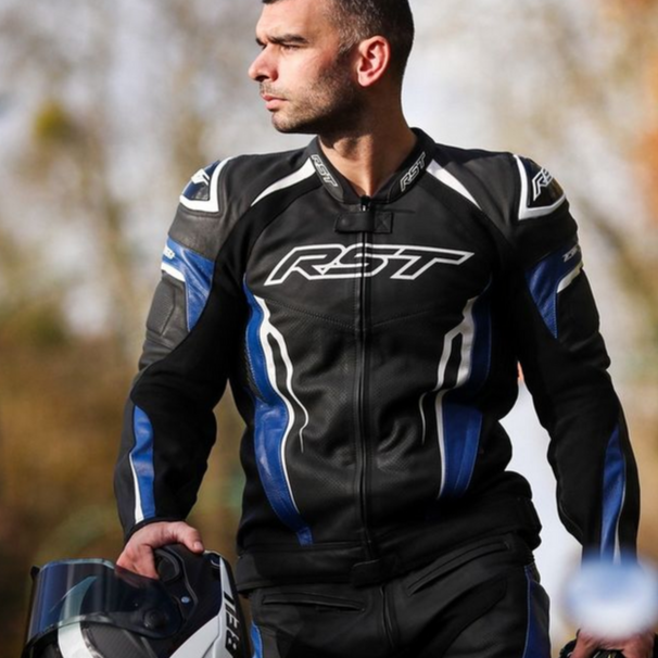 RST Tractech Evo 5 CE Leather Jacket Blue / Black / White