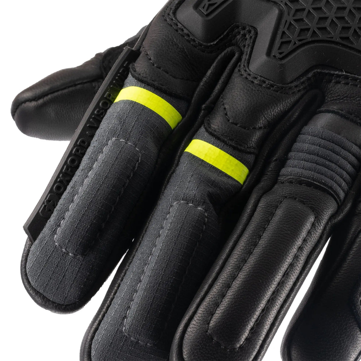 Oxford Vancouver 2.0 D2D Leather & Textile Gloves Black / Green / Yellow