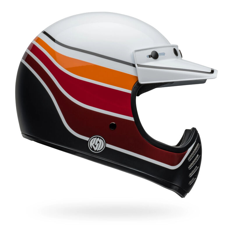 Bell Moto-3 RSD Saddleback ECE 22.06 Full Face Helmet Satin Gloss White / Black FREE 1 YEAR Returns, FREE UK Delivery | ThrottleChimp