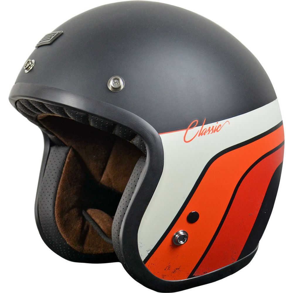 Origine Primo ECE 22.05 Open Face Helmet Classic Matt Black / Stripes FREE 1 YEAR Returns, FREE UK Delivery | ThrottleChimp