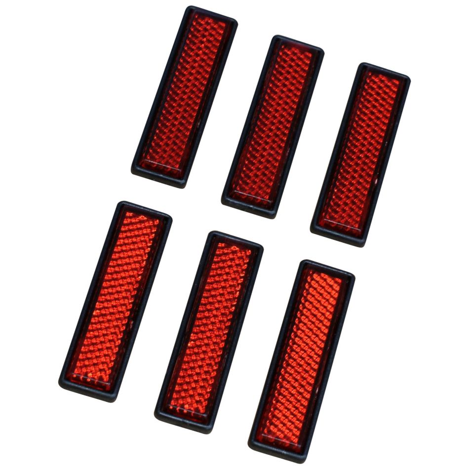 Gear Gremlin Red Rectangular Reflector Adhesive - 6 Pieces FREE 1 YEAR Returns, FREE UK Delivery | ThrottleChimp