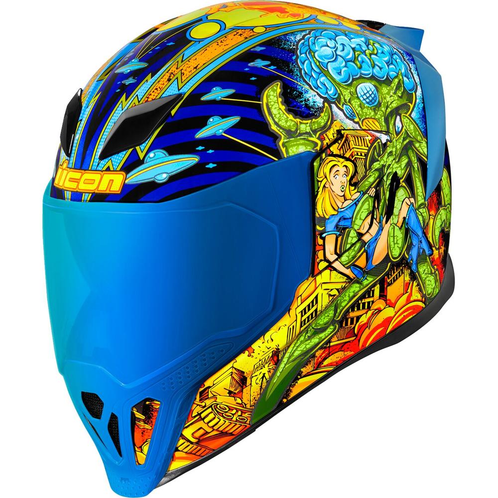 Icon Airflite Bugoid Blitz Full Face Helmet Blue FREE 1 YEAR Returns, FREE UK Delivery | ThrottleChimp