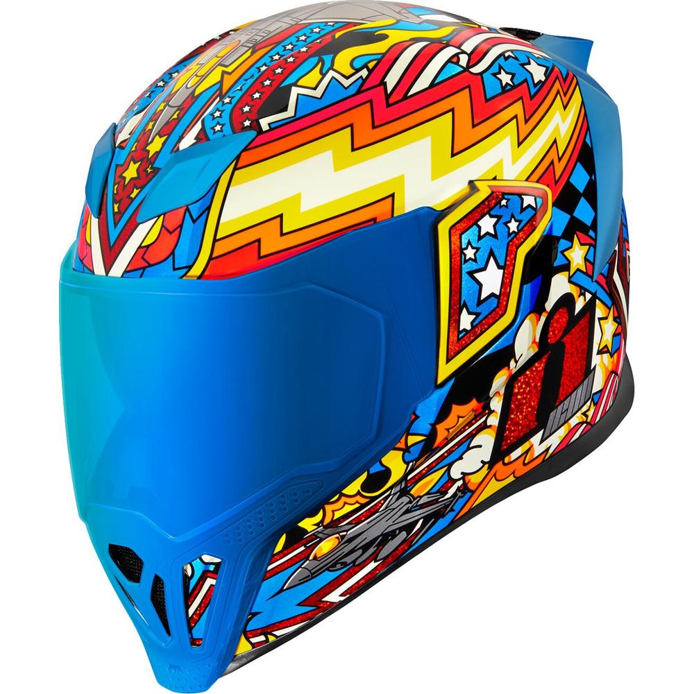 Icon Airflite Flyboy Full Face Helmet Blue FREE 1 YEAR Returns, FREE UK Delivery | ThrottleChimp