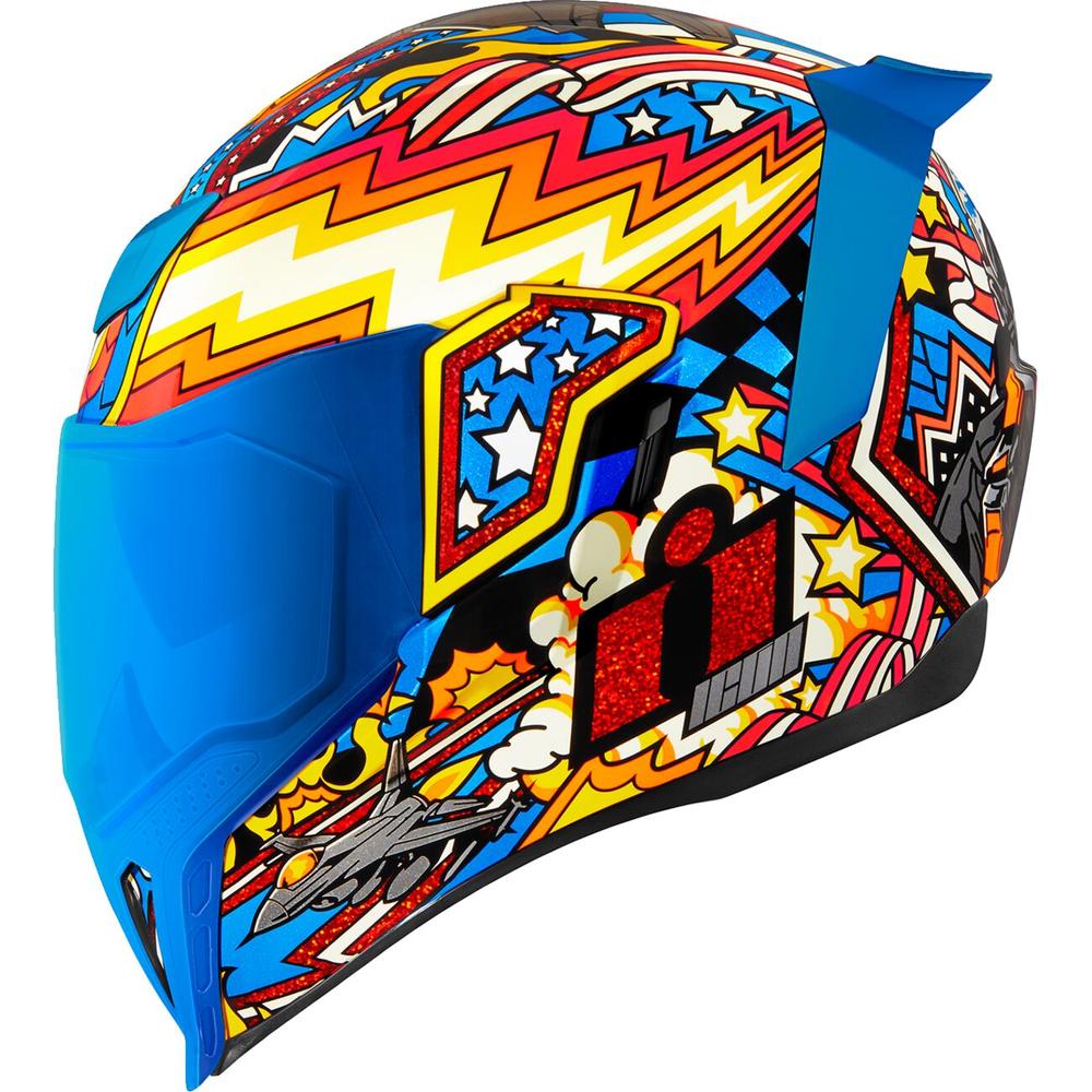Icon Airflite Flyboy Full Face Helmet Blue FREE 1 YEAR Returns, FREE UK Delivery | ThrottleChimp