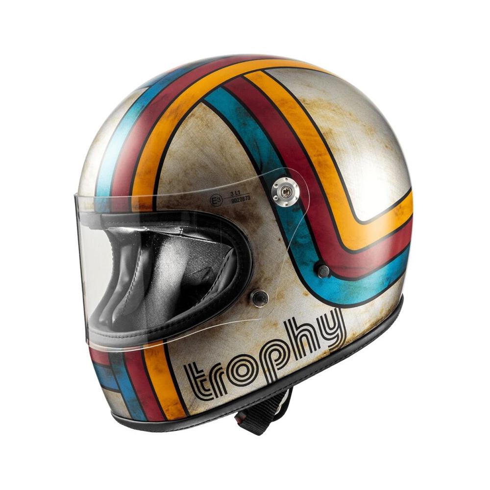 Premier Trophy Platinum Edition Full Face Helmet Gloss Grey / Blue / Red / Yellow FREE 1 YEAR Returns, FREE UK Delivery | ThrottleChimp