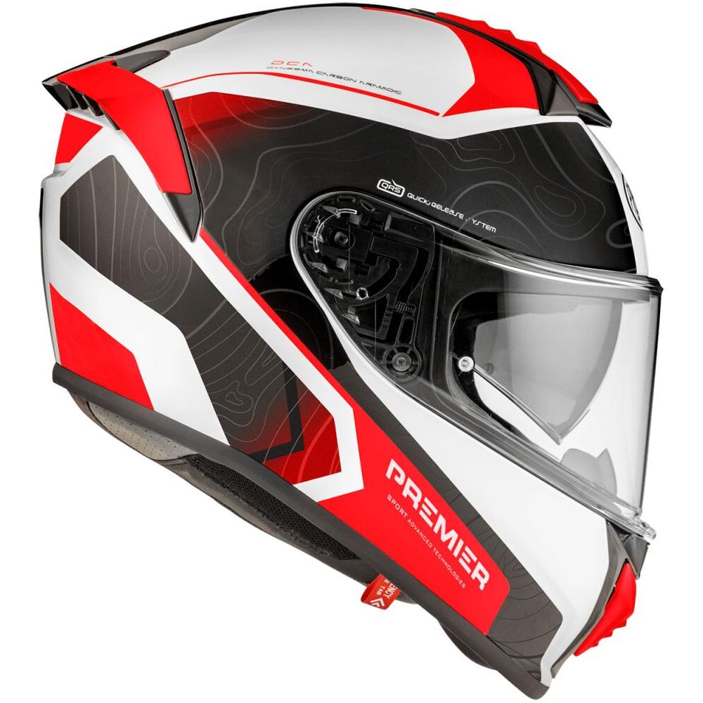 Premier Evoluzione DK 2BM Full Face Helmet Gloss Black / Red / White FREE 1 YEAR Returns, FREE UK Delivery | ThrottleChimp