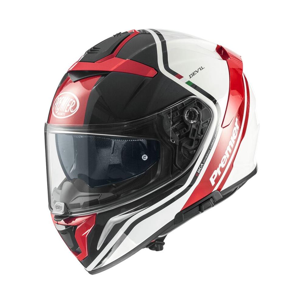 Premier Devil PH 2 Full Face Helmet Grey / Red / White FREE 1 YEAR Returns, FREE UK Delivery | ThrottleChimp