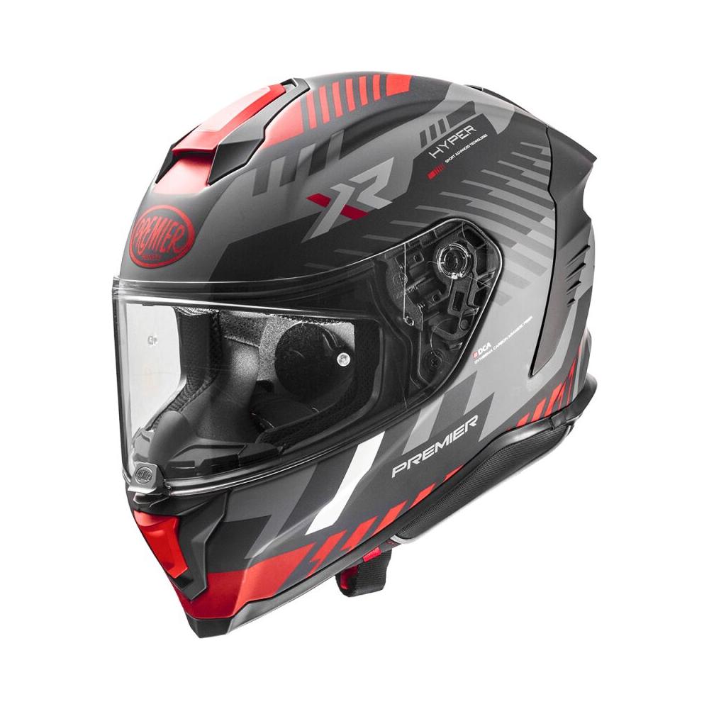 Premier Hyper XR 92 Full Face Helmet Matt Black / Grey / Red FREE 1 YEAR Returns, FREE UK Delivery | ThrottleChimp