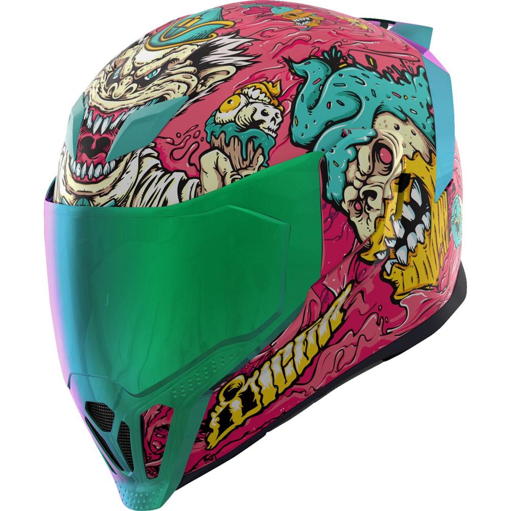 Icon Airflite Snack Attack MIPS Full Face Helmet Pink / Cyan FREE 1 YEAR Returns, FREE UK Delivery | ThrottleChimp