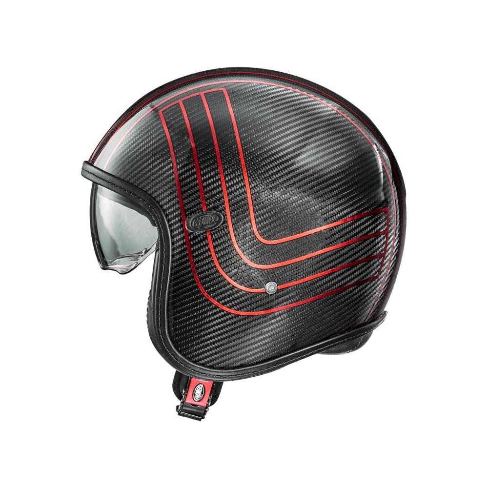 Premier Vintage Platinum Edition Carbon Open Face Helmet Black / Red FREE 1 YEAR Returns, FREE UK Delivery | ThrottleChimp