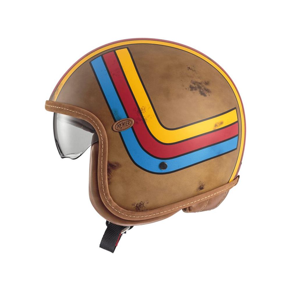 Premier Vintage Platinum Edition Open Face Helmet Blue / Brown / Red / Yellow FREE 1 YEAR Returns, FREE UK Delivery | ThrottleChimp