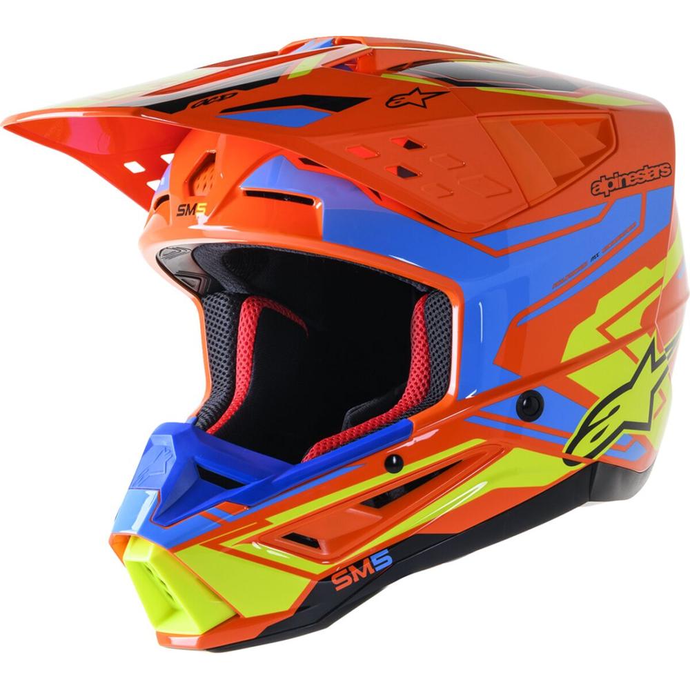 Alpinestars Supertech M5 Action 2 MX Helmet Orange / Cyan / Yellow FREE 1 YEAR Returns, FREE UK Delivery | ThrottleChimp