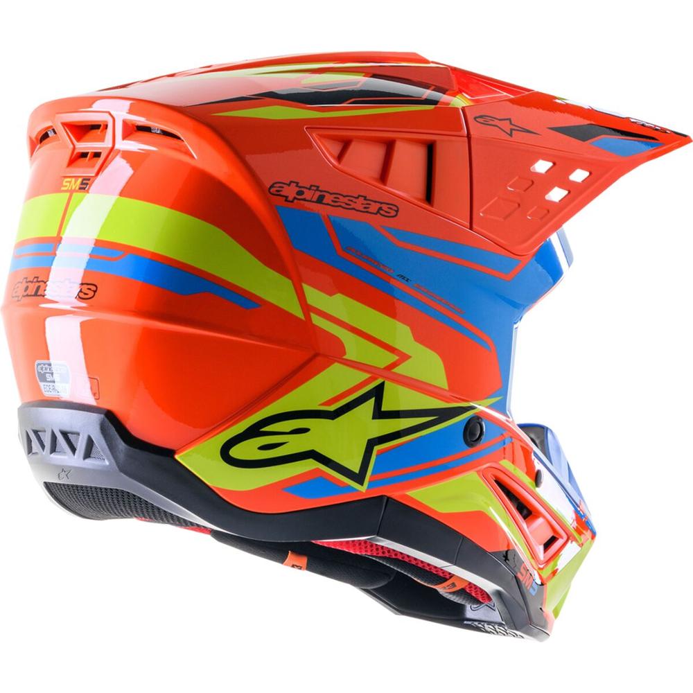 Alpinestars Supertech M5 Action 2 MX Helmet Orange / Cyan / Yellow FREE 1 YEAR Returns, FREE UK Delivery | ThrottleChimp