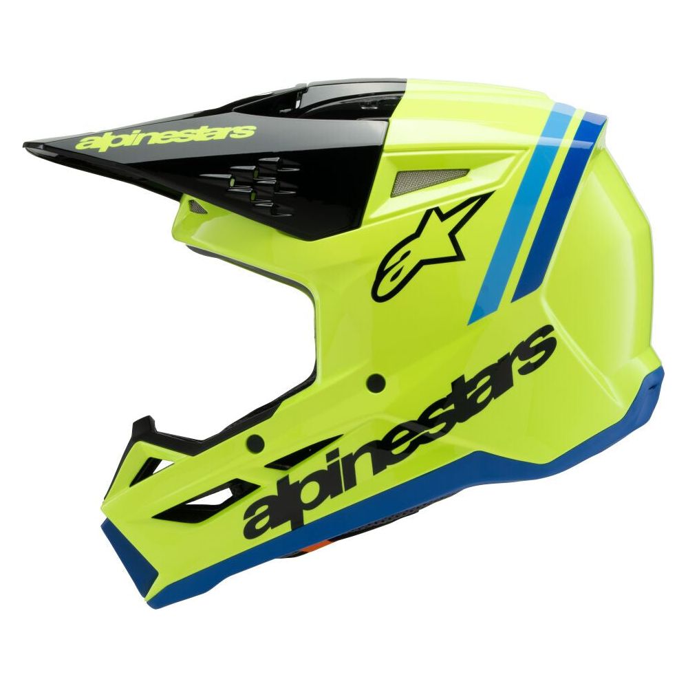 Alpinestars S-M3 Radium Youth MX Helmet Yellow / Black / Blue FREE 1 YEAR Returns, FREE UK Delivery | ThrottleChimp