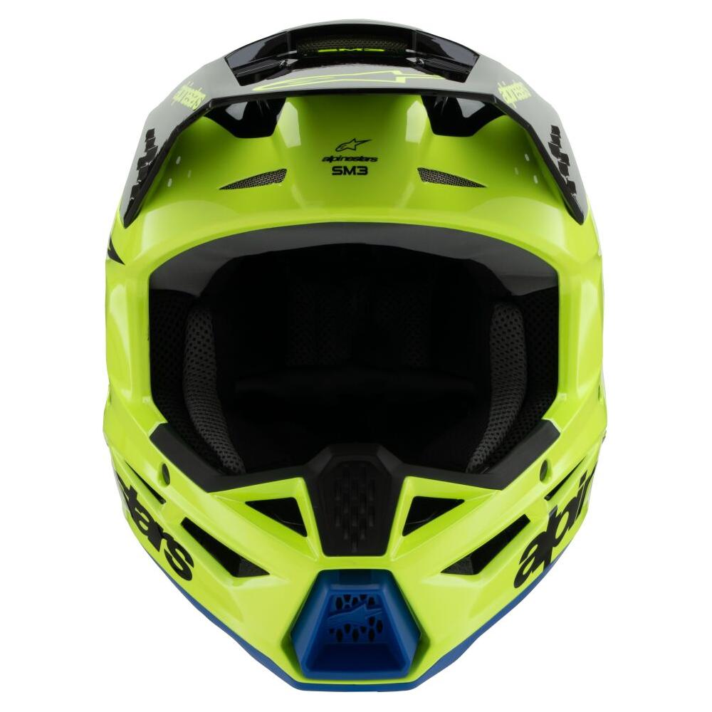 Alpinestars S-M3 Radium Youth MX Helmet Yellow / Black / Blue FREE 1 YEAR Returns, FREE UK Delivery | ThrottleChimp