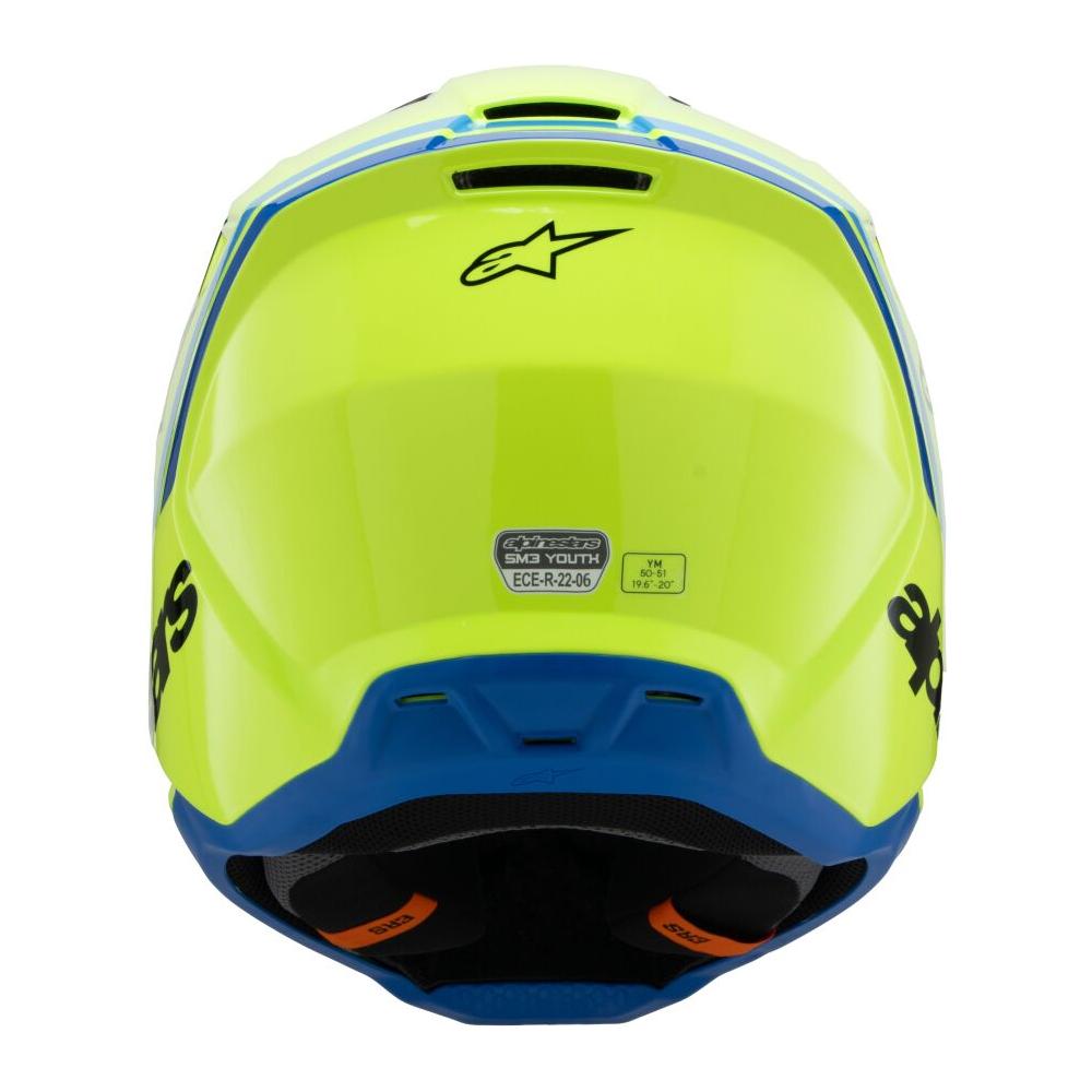 Alpinestars S-M3 Radium Youth MX Helmet Yellow / Black / Blue FREE 1 YEAR Returns, FREE UK Delivery | ThrottleChimp