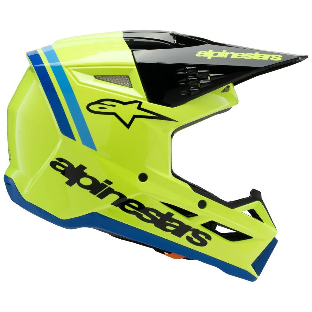 Alpinestars S-M3 Radium Youth MX Helmet Yellow / Black / Blue FREE 1 YEAR Returns, FREE UK Delivery | ThrottleChimp