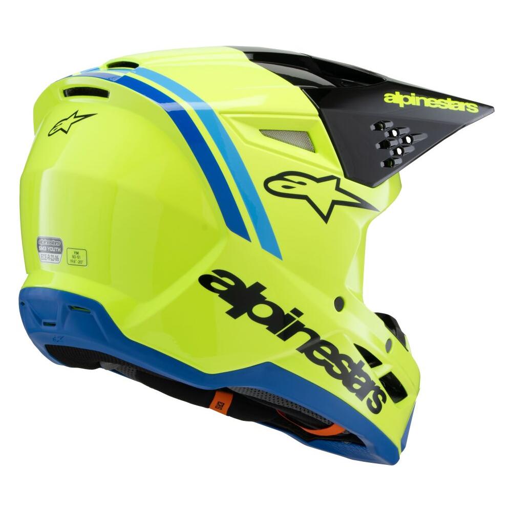Alpinestars S-M3 Radium Youth MX Helmet Yellow / Black / Blue FREE 1 YEAR Returns, FREE UK Delivery | ThrottleChimp