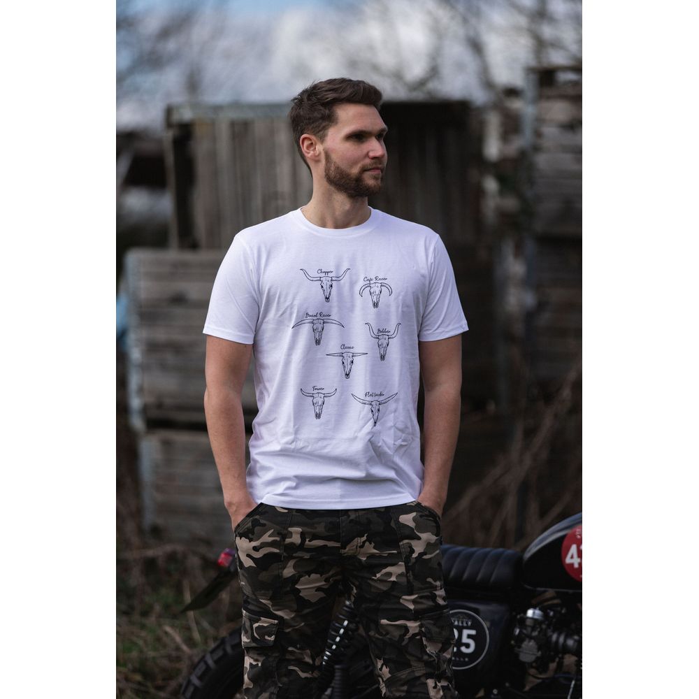 MotoBull Bull Types T-Shirt White FREE 1 YEAR Returns, FREE UK Delivery | ThrottleChimp