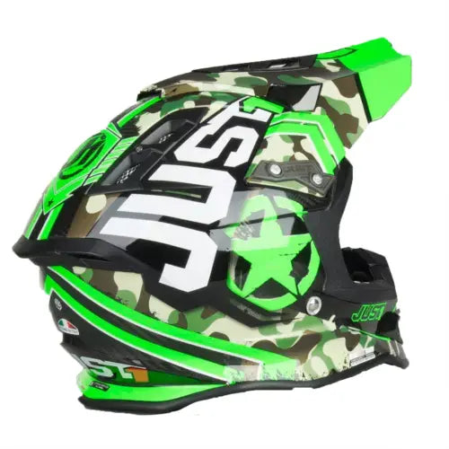 Just1 J12 Carbon MX Helmet Kombat Green FREE 1 YEAR Returns, FREE UK Delivery | ThrottleChimp