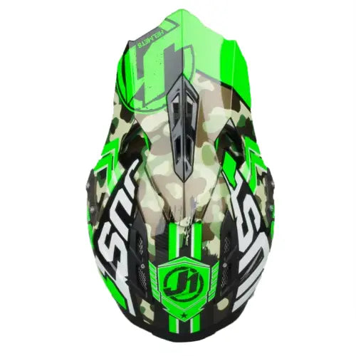 Just1 J12 Carbon MX Helmet Kombat Green FREE 1 YEAR Returns, FREE UK Delivery | ThrottleChimp