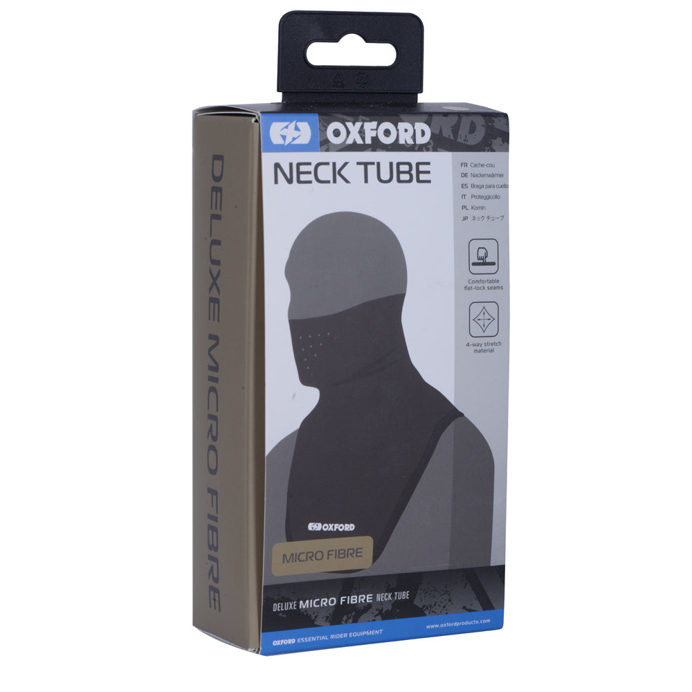 Oxford Deluxe Neck Tube Micro Fibre Black FREE 1 YEAR Returns, FREE UK Delivery | ThrottleChimp