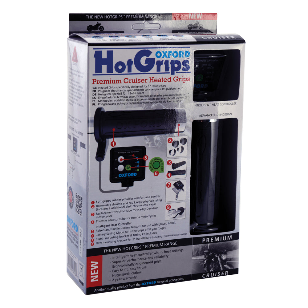 Oxford Premium Cruiser HotGrips With V8 Switch FREE 1 YEAR Returns, FREE UK Delivery | ThrottleChimp