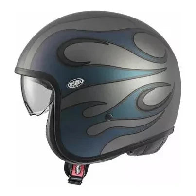 Premier Vintage FR Open Face Helmet Matt Iride Blue / Grey FREE 1 YEAR Returns, FREE UK Delivery | ThrottleChimp