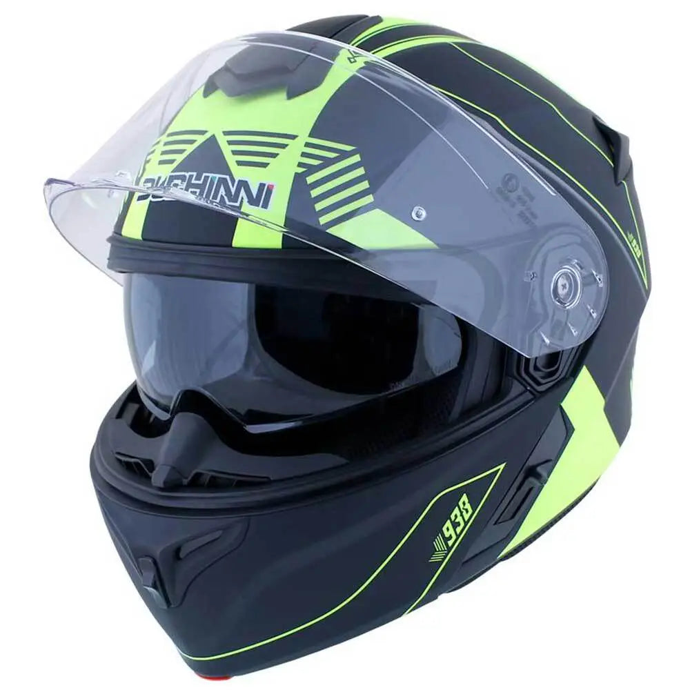 Duchinni D938 Flip-Up Helmet Black / Neon FREE 1 YEAR Returns, FREE UK Delivery | ThrottleChimp
