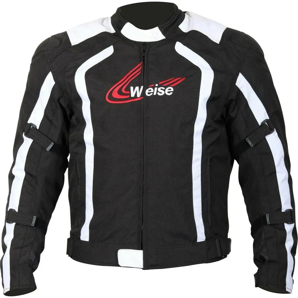Weise Corsa Textile Jacket Black / White FREE 1 YEAR Returns, FREE UK Delivery | ThrottleChimp