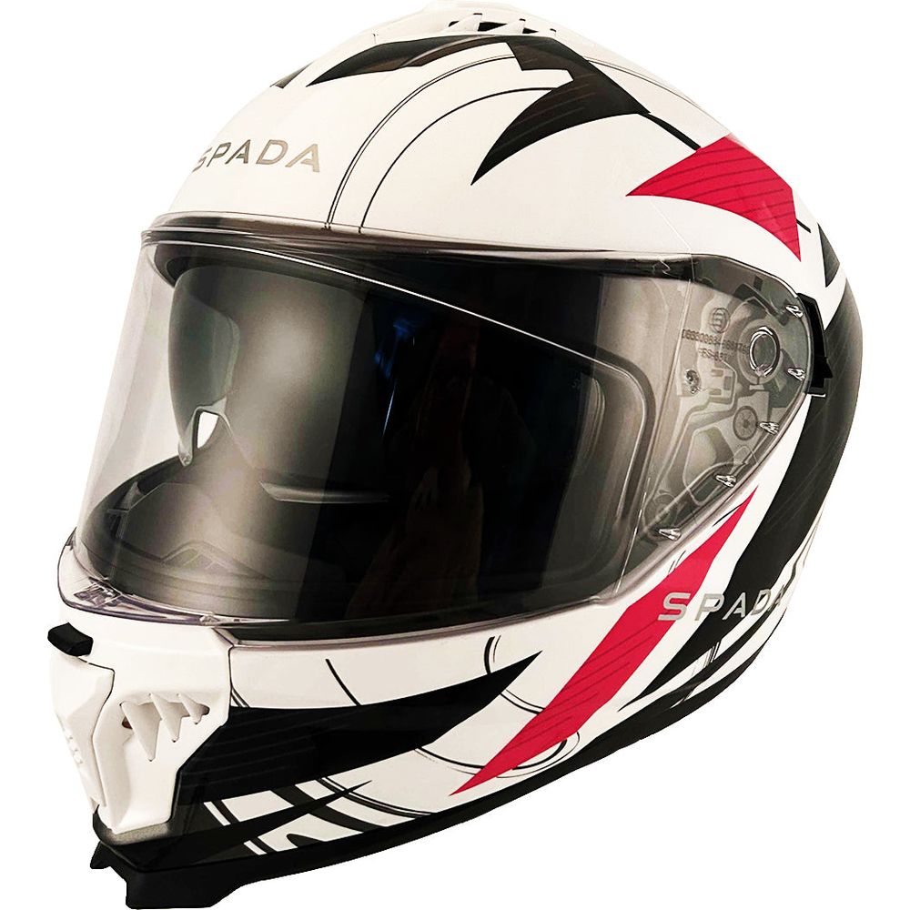 Spada SP18 Full Face Helmet White / Red FREE 1 YEAR Returns, FREE UK Delivery | ThrottleChimp