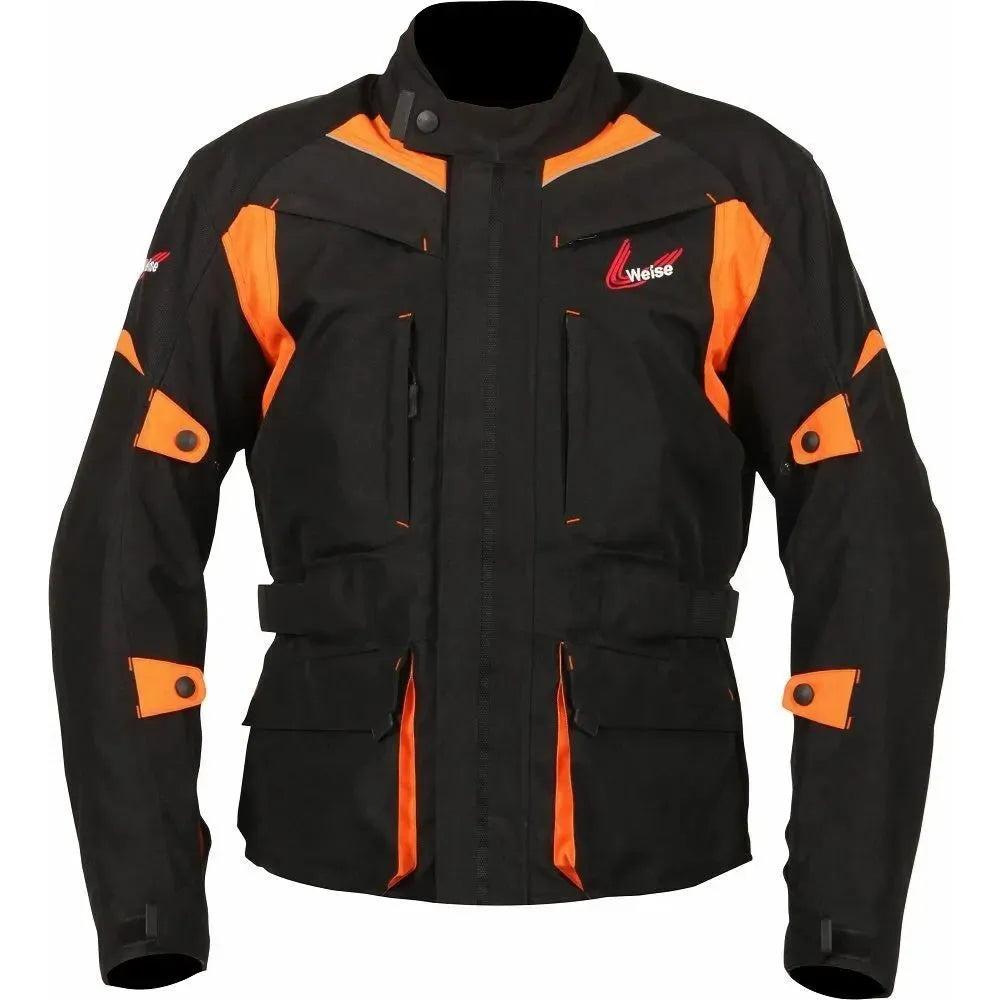 Weise Pioneer Textile Jacket Black / Orange FREE 1 YEAR Returns, FREE UK Delivery | ThrottleChimp